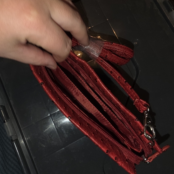 Red Ostrich Crossbody - Picture 3 of 6